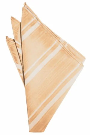 Apricot Striped Satin Pocket Square