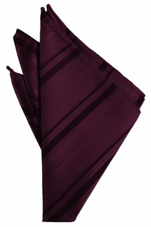 Berry Striped Satin Pocket Square