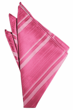 Bubblegum Striped Satin Pocket Square