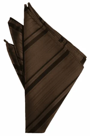 Chocolate Striped Satin Pocket Square
