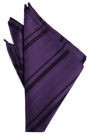 Lapis Striped Satin Pocket Square