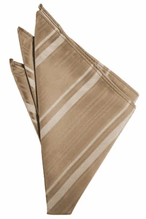 Latte Striped Satin Pocket Square