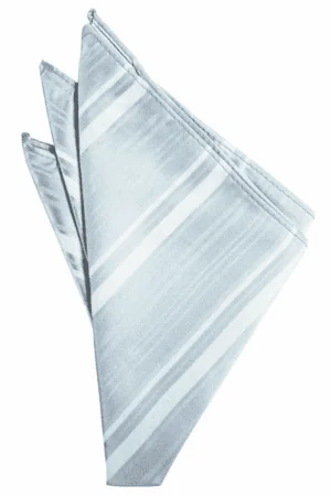 Light Blue Striped Satin Pocket Square