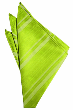 Lime Striped Satin Pocket Square