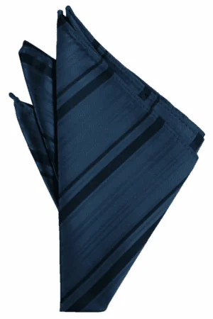 Peacock Striped Satin Pocket Square