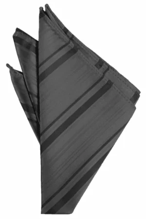 Pewter Striped Satin Pocket Square