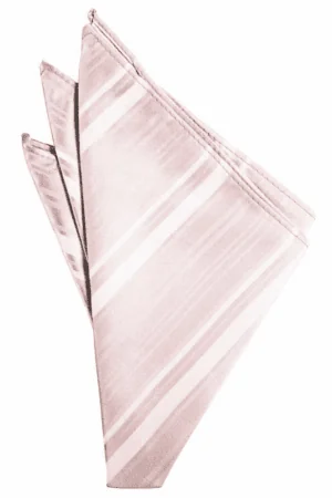 Pink Striped Satin Pocket Square