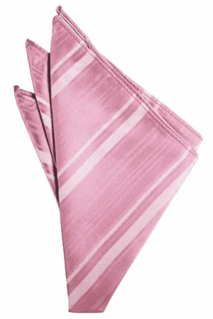 Rose Petal Striped Satin Pocket Square