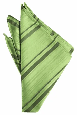 Sage Striped Satin Pocket Square