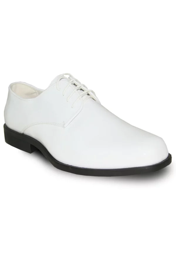 gloss white tuxedo shoes