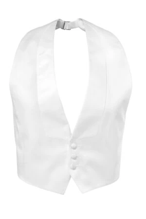 White Low-Cut Satin Vest