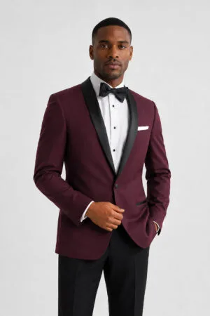 Wine Shawl Tuxedo angle 1